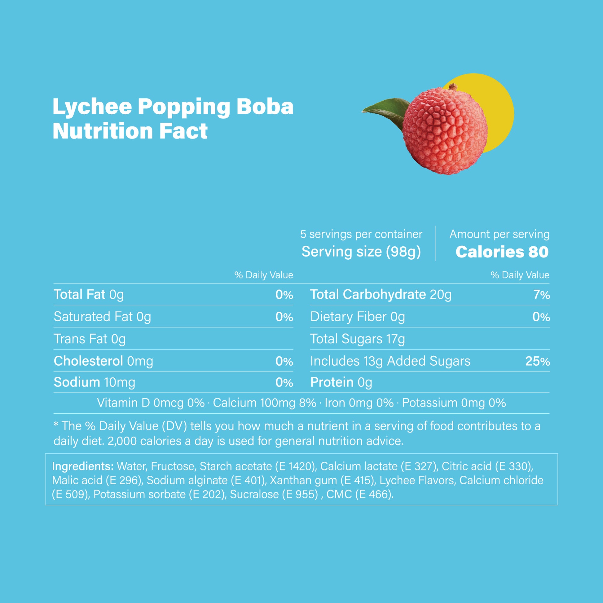 Lychee Popping Boba Pearls - 490g 1 Pack