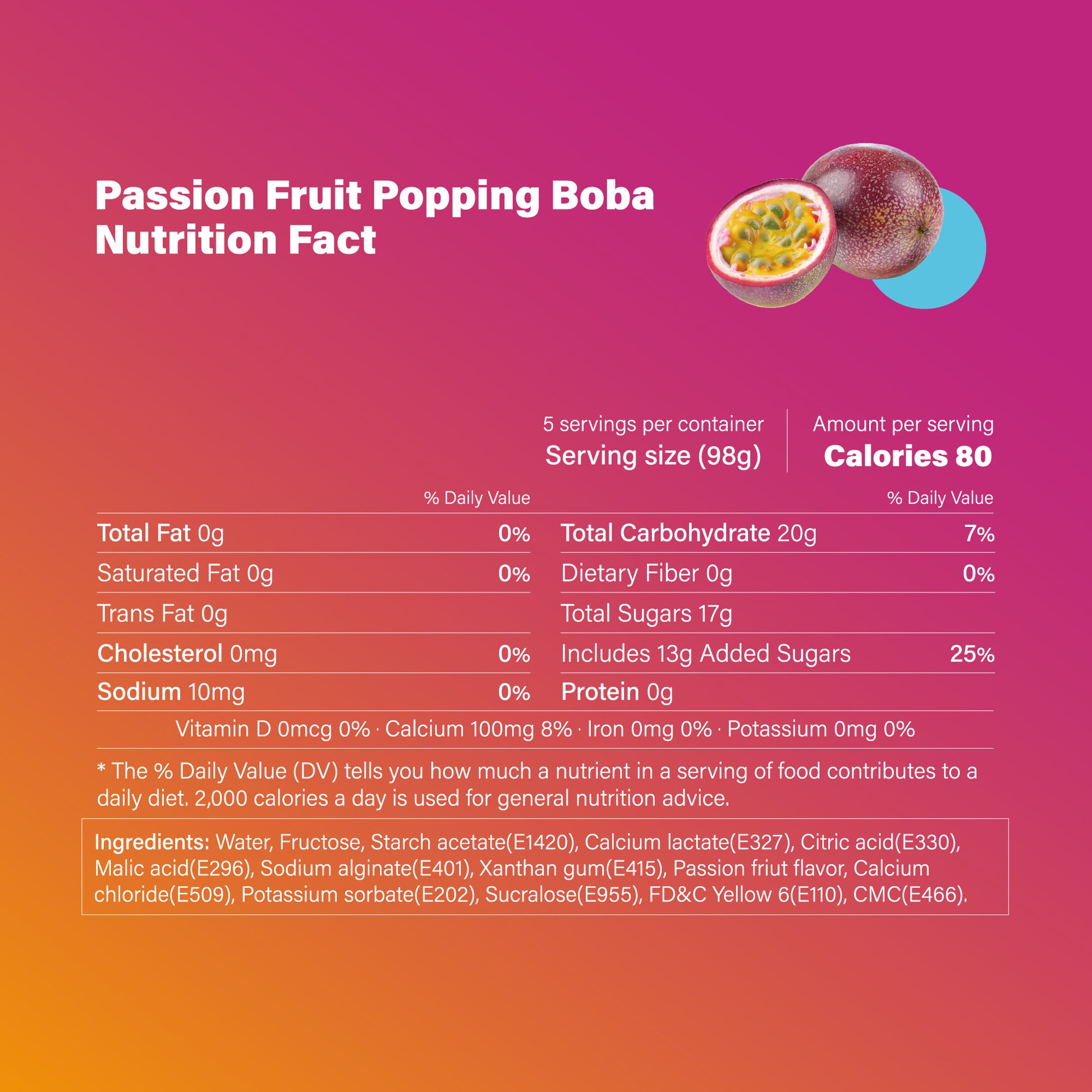 Passion Fruit Popping Boba Pearls - 490g 1 Pack
