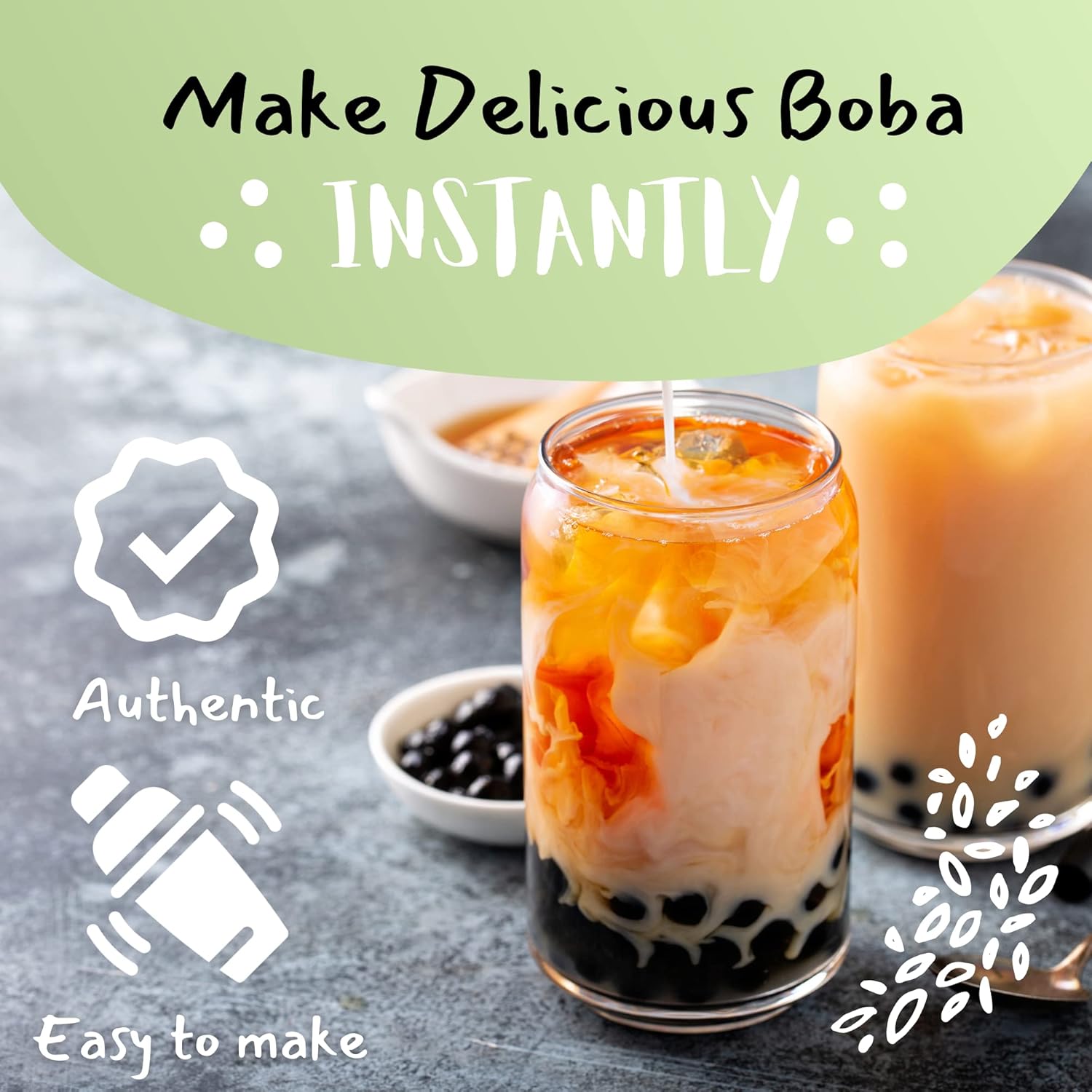 Thai Boba Milk Tea with Instant Boba - 3 Packs & 5 Packs