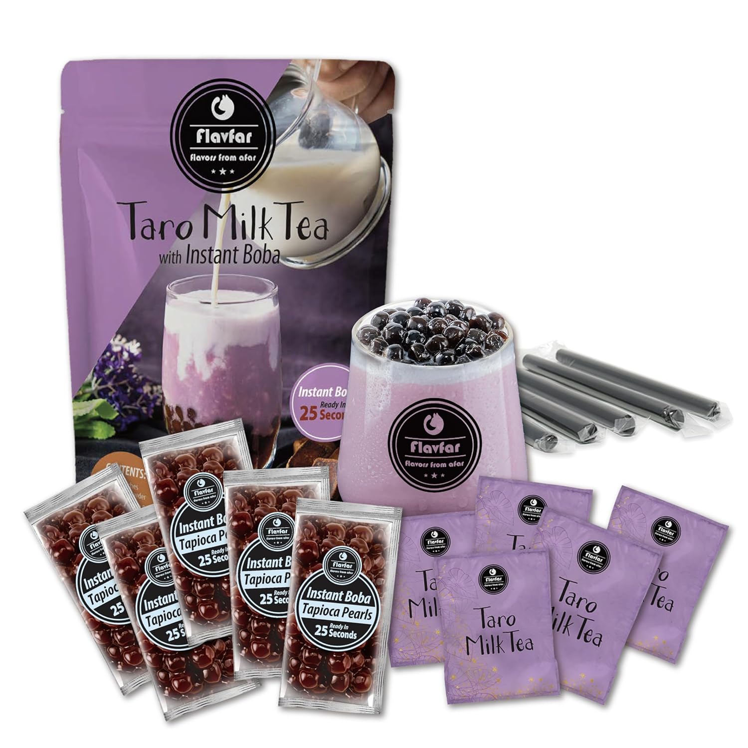 Taro Milk Tea with Instant Boba - 3 Packs & 5 Packs
