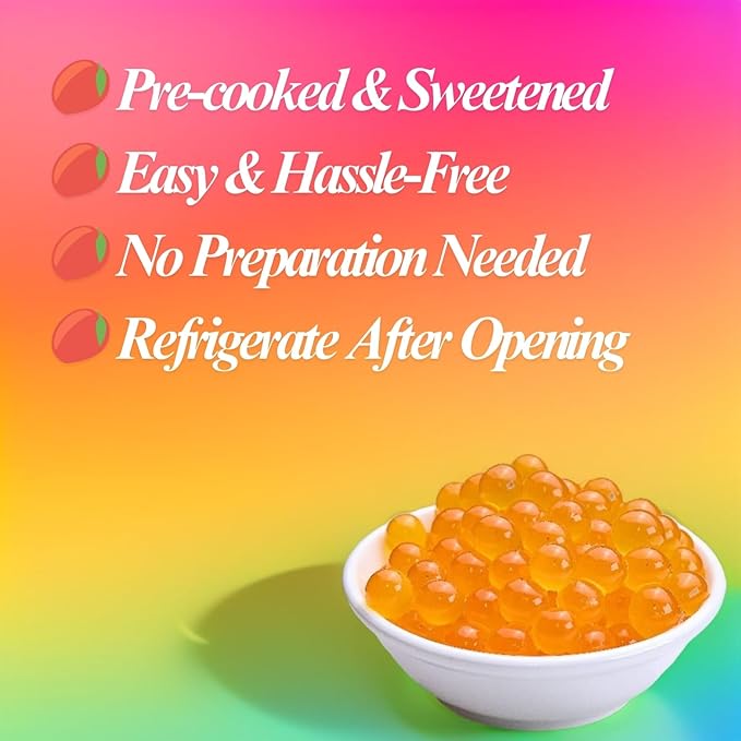 Mango Popping Boba Pearls - 490g 1 Pack