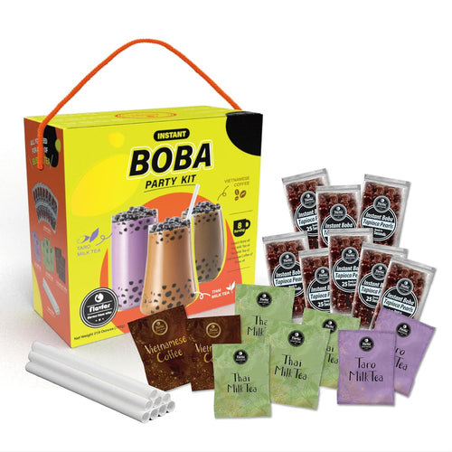 Gift Set - with Brown Sugar Boba, Thai Milk Tea (4), Taro  Milk Tea (2), Vietnamese Coffee (2) and Instant Boba - 8 Packs