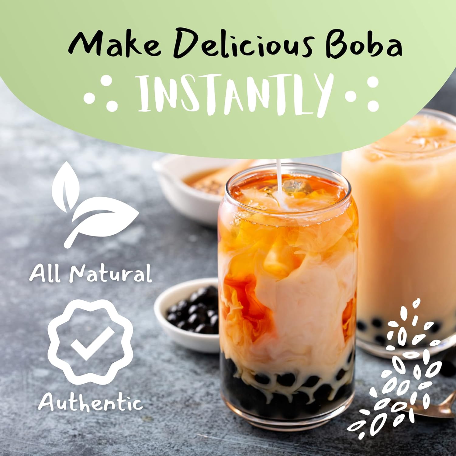 Gift Set - with Brown Sugar Boba, Thai Milk Tea (4), Taro  Milk Tea (2), Vietnamese Coffee (2) and Instant Boba - 8 Packs
