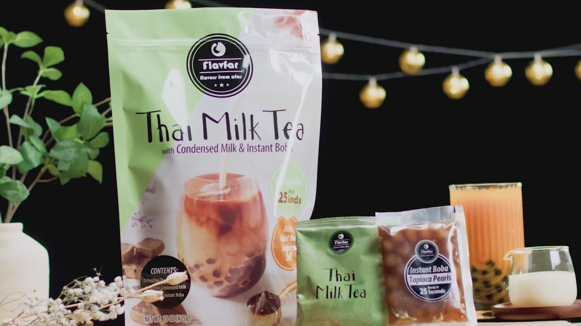 Thai Boba Milk Tea with Instant Boba - 3 Packs & 5 Packs